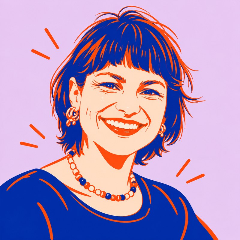 Illustrated portrait of Mirandi Nel, smiling